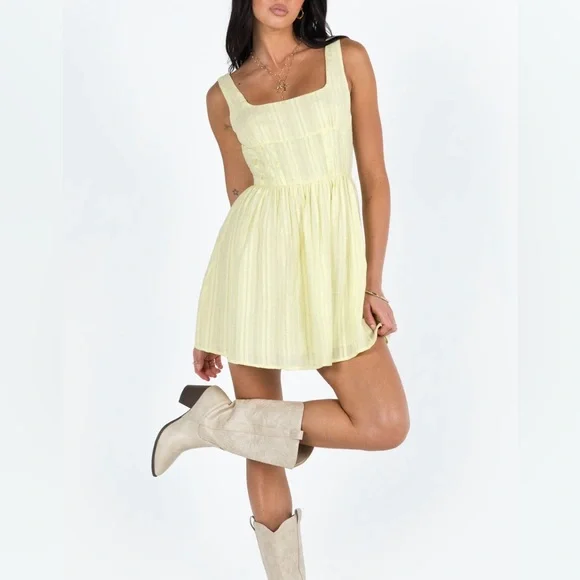 open lace back dress South of France Maxi Dress | Yellow | Womens main image 1